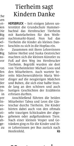 Zeitungsartikel Hammerbachtal